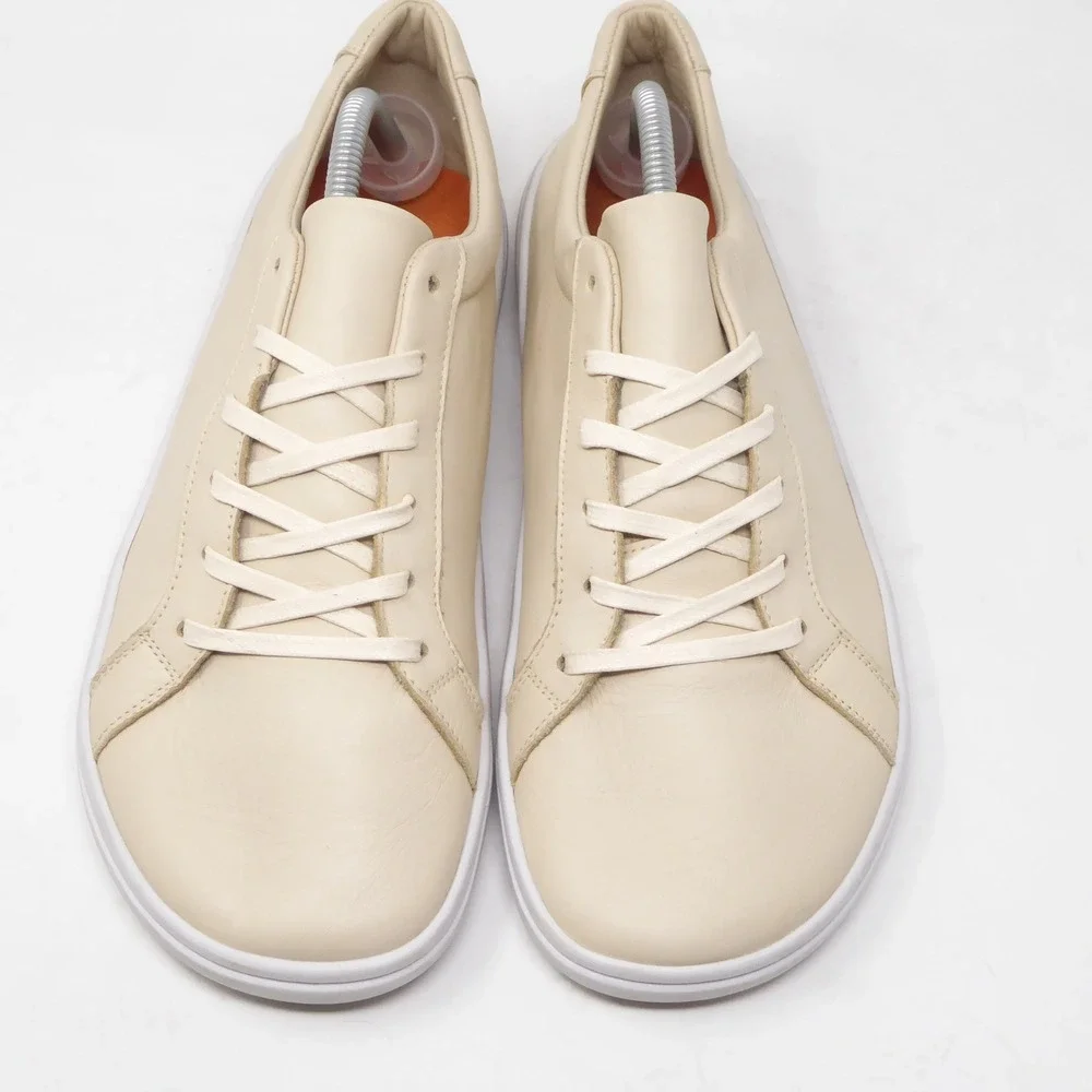 Origo Men Everyday Sneakers Latte Beige Leather Barefoot Minimalist Low Top 10